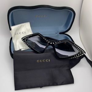 💯 Authentic Women’s Gucci Sunglasses Rhinestones New Acetate Plastica Black